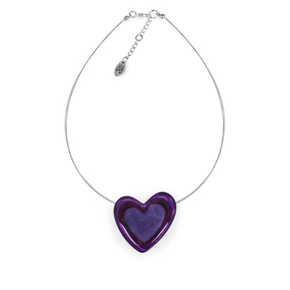 Purple Heart Resin Pebble Shiny Pendant | The Jewellery Stop