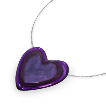 Purple Heart Resin Pebble Shiny Pendant | The Jewellery Stop