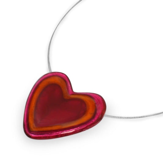St Tropez Heart Resin Pebble Shiny Pendant | The Jewellery Stop