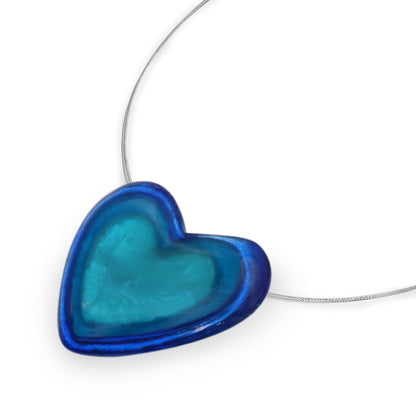 Turquoise Heart Resin Pebble Shiny Pendant | The Jewellery Stop