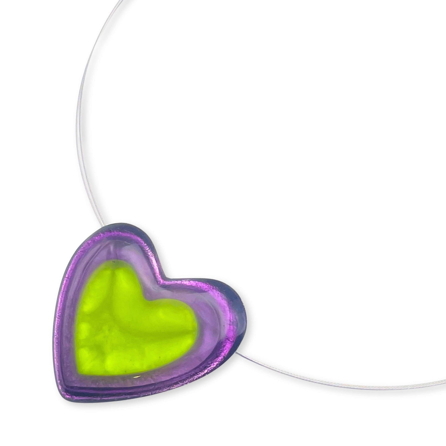 Nessie Heart Resin Pebble Shiny Pendant