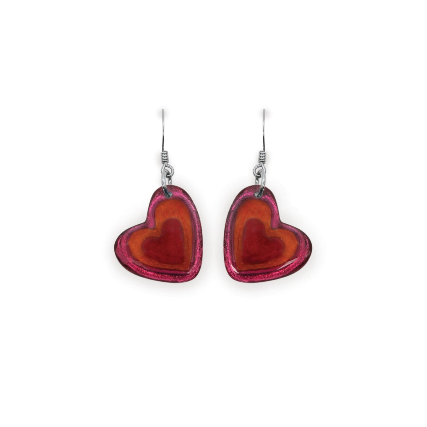St Tropez Heart Resin Pebble Shiny Fish Hook Earrings | The Jewellery Stop