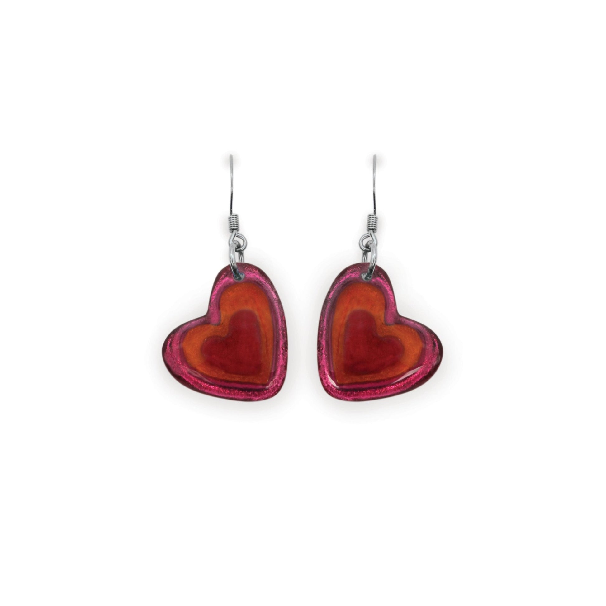 St Tropez Heart Resin Pebble Shiny Fish Hook Earrings | The Jewellery Stop