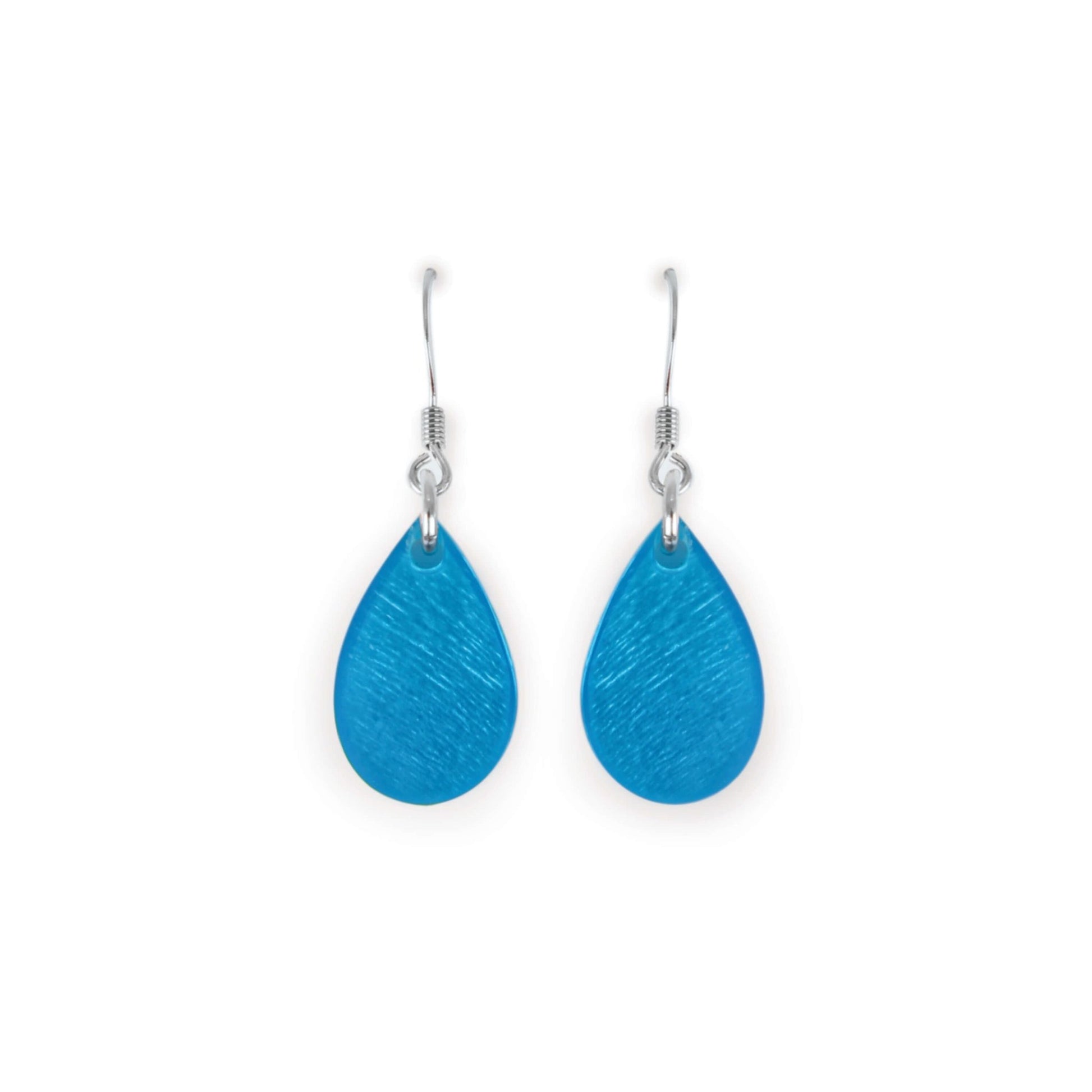 Turquoise Shell Flower Shiny Fish Hook Earrings | The Jewellery Stop