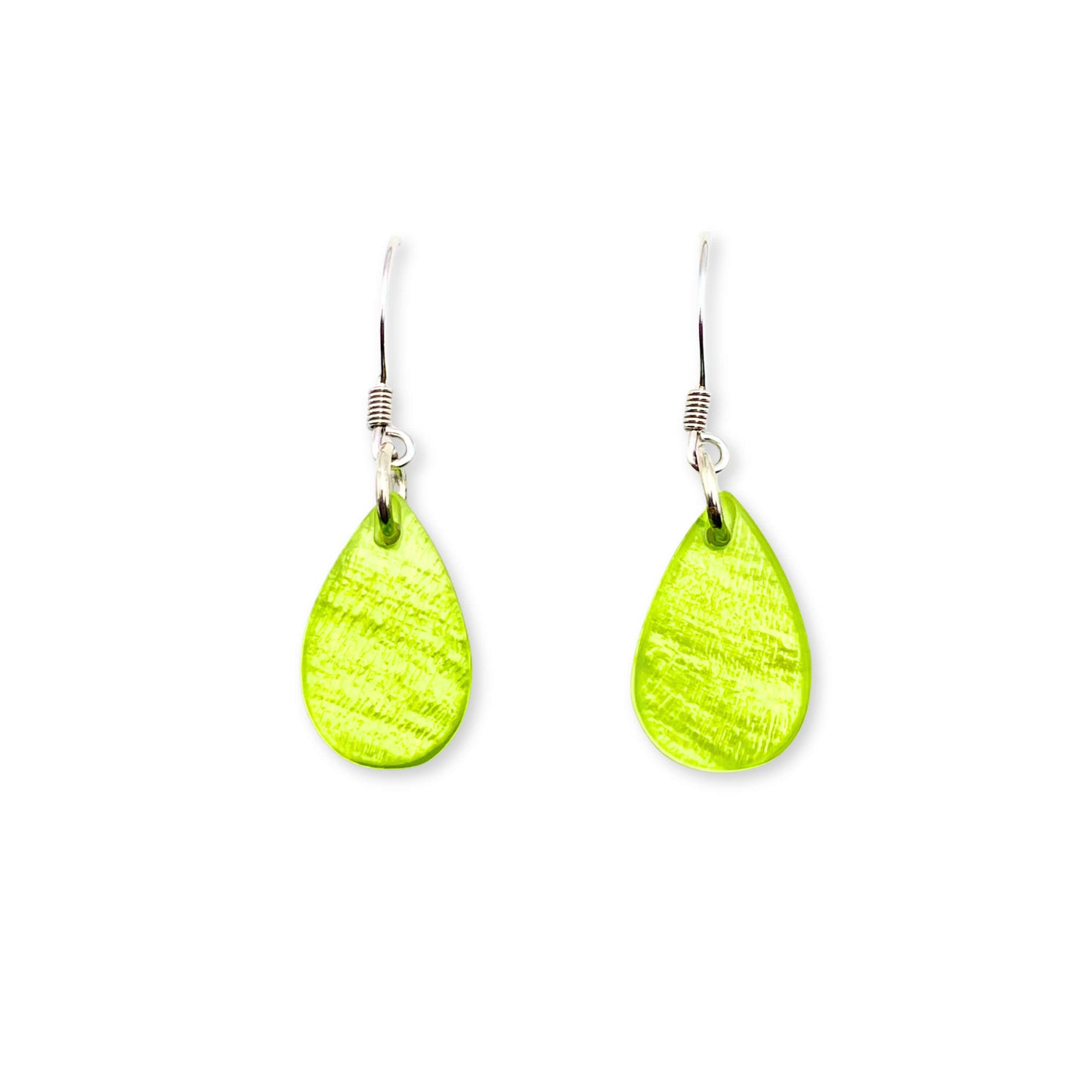 Green Shell Flower Shiny Fish Hook Earrings