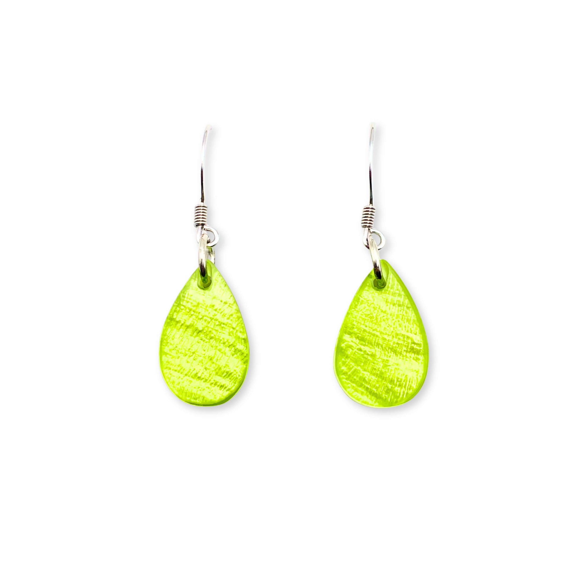 Green Shell Flower Shiny Fish Hook Earrings