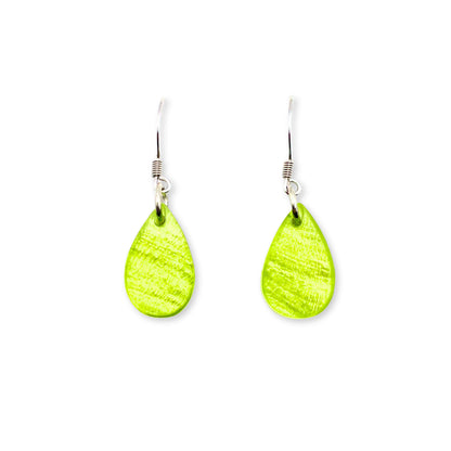 Green Shell Flower Shiny Fish Hook Earrings