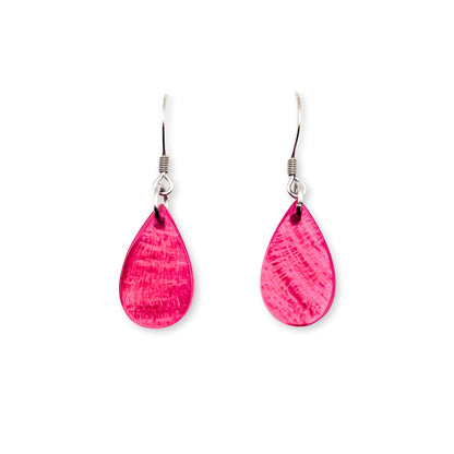 Pink Shell Flower Shiny Fish Hook Earrings