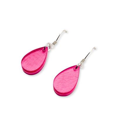 Pink Shell Flower Shiny Fish Hook Earrings
