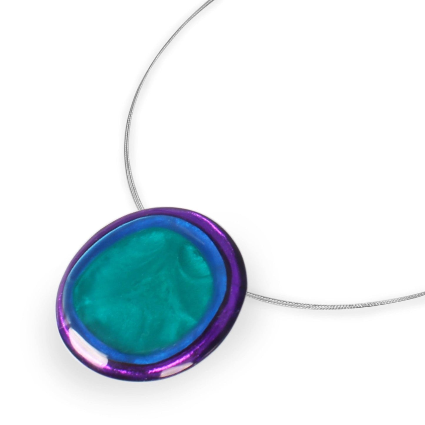 Peacock Resin Pebble Shiny Pendant | The Jewellery Stop