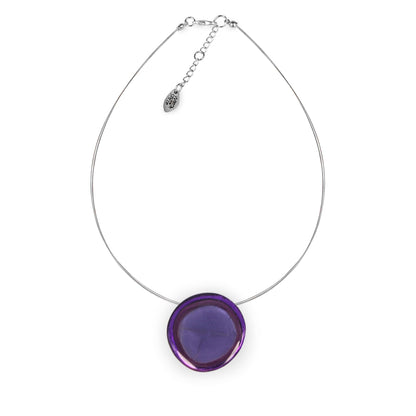 Purple Resin Pebble Shiny Pendant | The Jewellery Stop