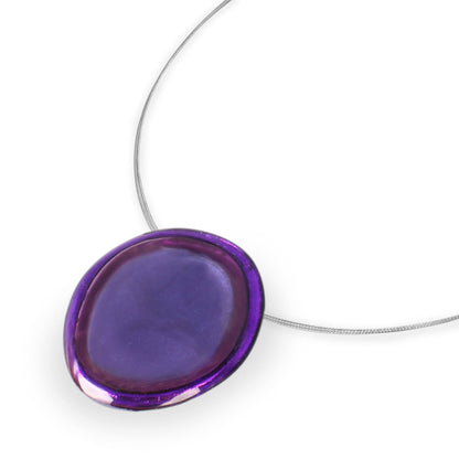 Purple Resin Pebble Shiny Pendant | The Jewellery Stop
