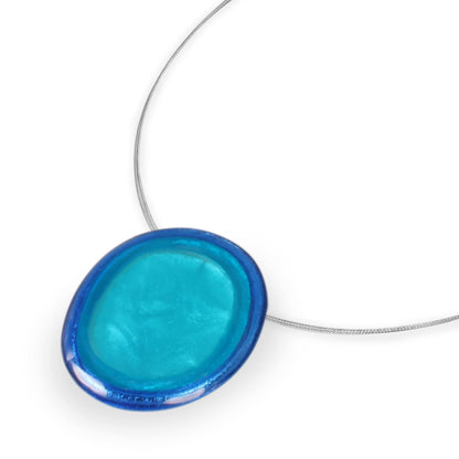 Turquoise Resin Pebble Shiny Pendant | The Jewellery Stop