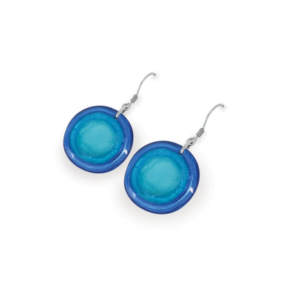 Turquoise Resin Pebble Shiny Fish Hook Earrings | The Jewellery Stop