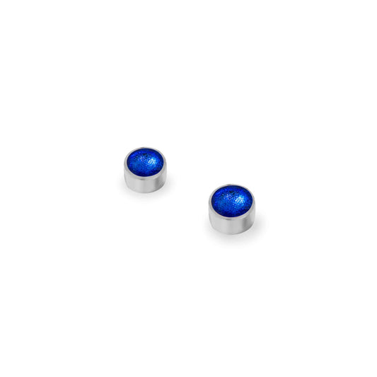 Azure Aluminium Circles Shiny Mini Stud Earrings | The Jewellery Stop
