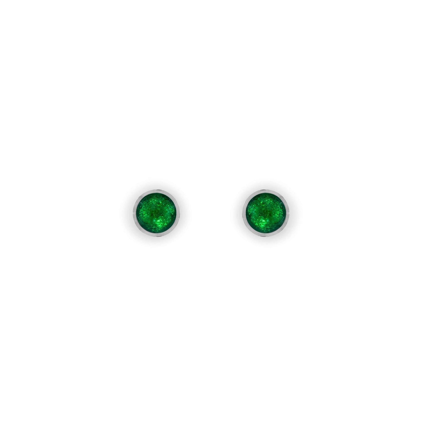 Emerald Aluminium Circles Shiny Mini Stud Earrings | The Jewellery Stop