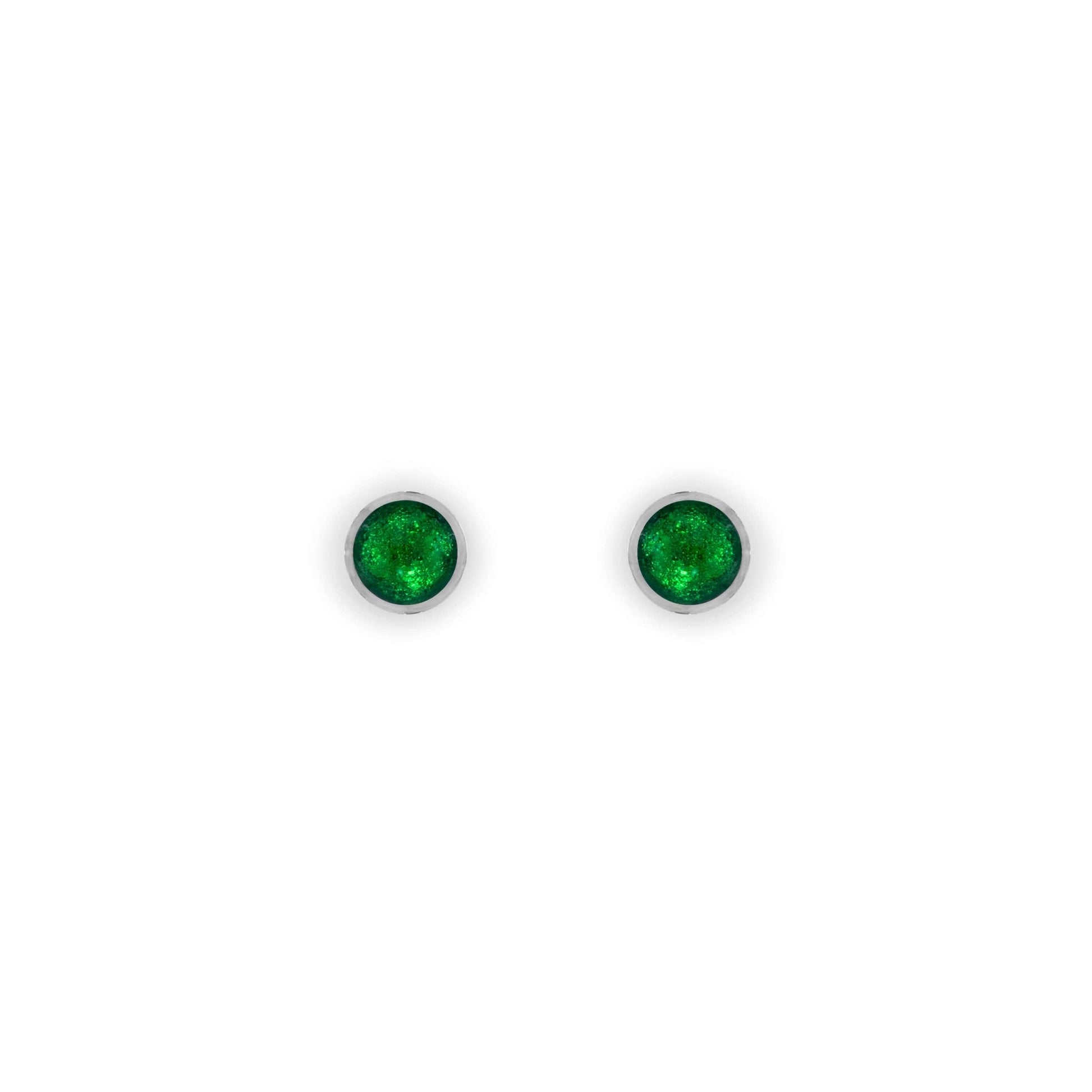 Emerald Aluminium Circles Shiny Mini Stud Earrings | The Jewellery Stop