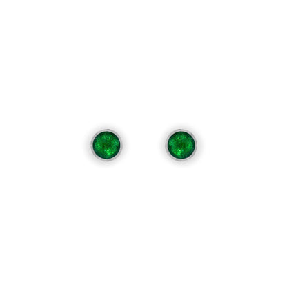 Emerald Aluminium Circles Shiny Mini Stud Earrings | The Jewellery Stop