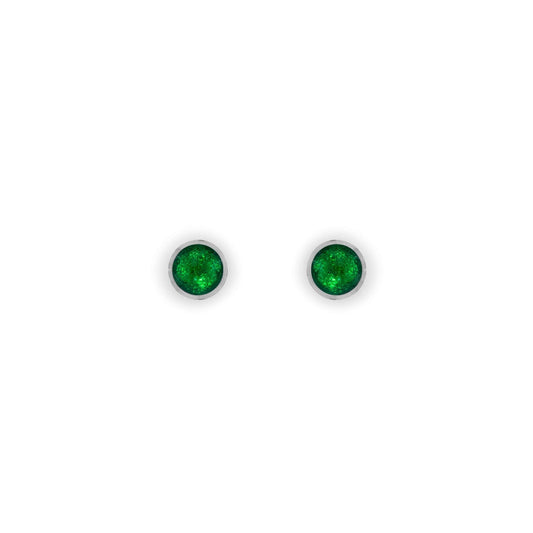 Emerald Aluminium Circles Shiny Mini Stud Earrings | The Jewellery Stop