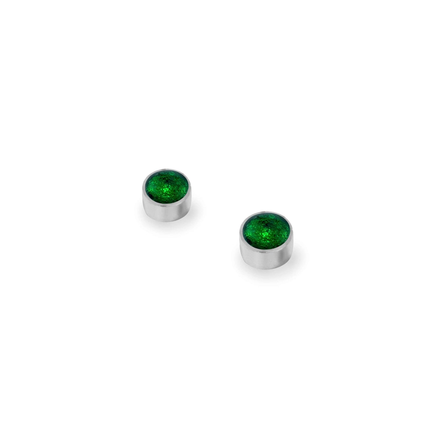 Emerald Aluminium Circles Shiny Mini Stud Earrings | The Jewellery Stop