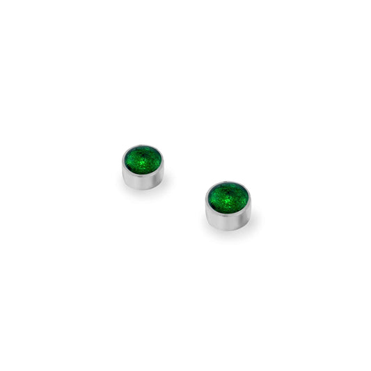 Emerald Aluminium Circles Shiny Mini Stud Earrings | The Jewellery Stop