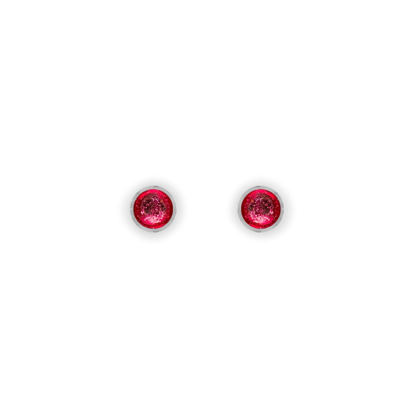 Flamingo Aluminium Circles Shiny Mini Stud Earrings | The Jewellery Stop