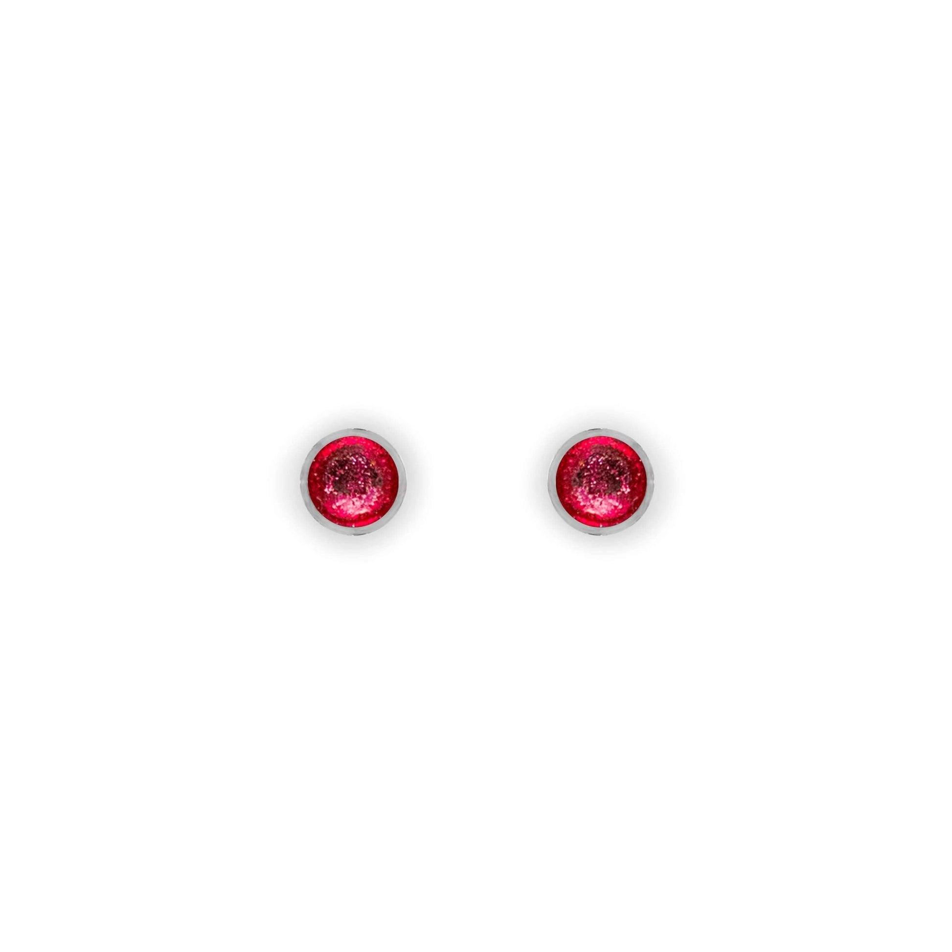 Flamingo Aluminium Circles Shiny Mini Stud Earrings | The Jewellery Stop