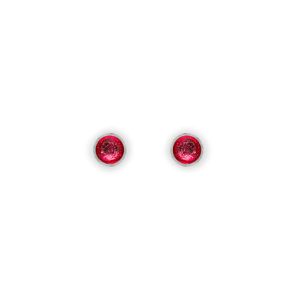 Flamingo Aluminium Circles Shiny Mini Stud Earrings | The Jewellery Stop