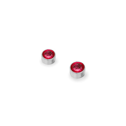 Flamingo Aluminium Circles Shiny Mini Stud Earrings | The Jewellery Stop