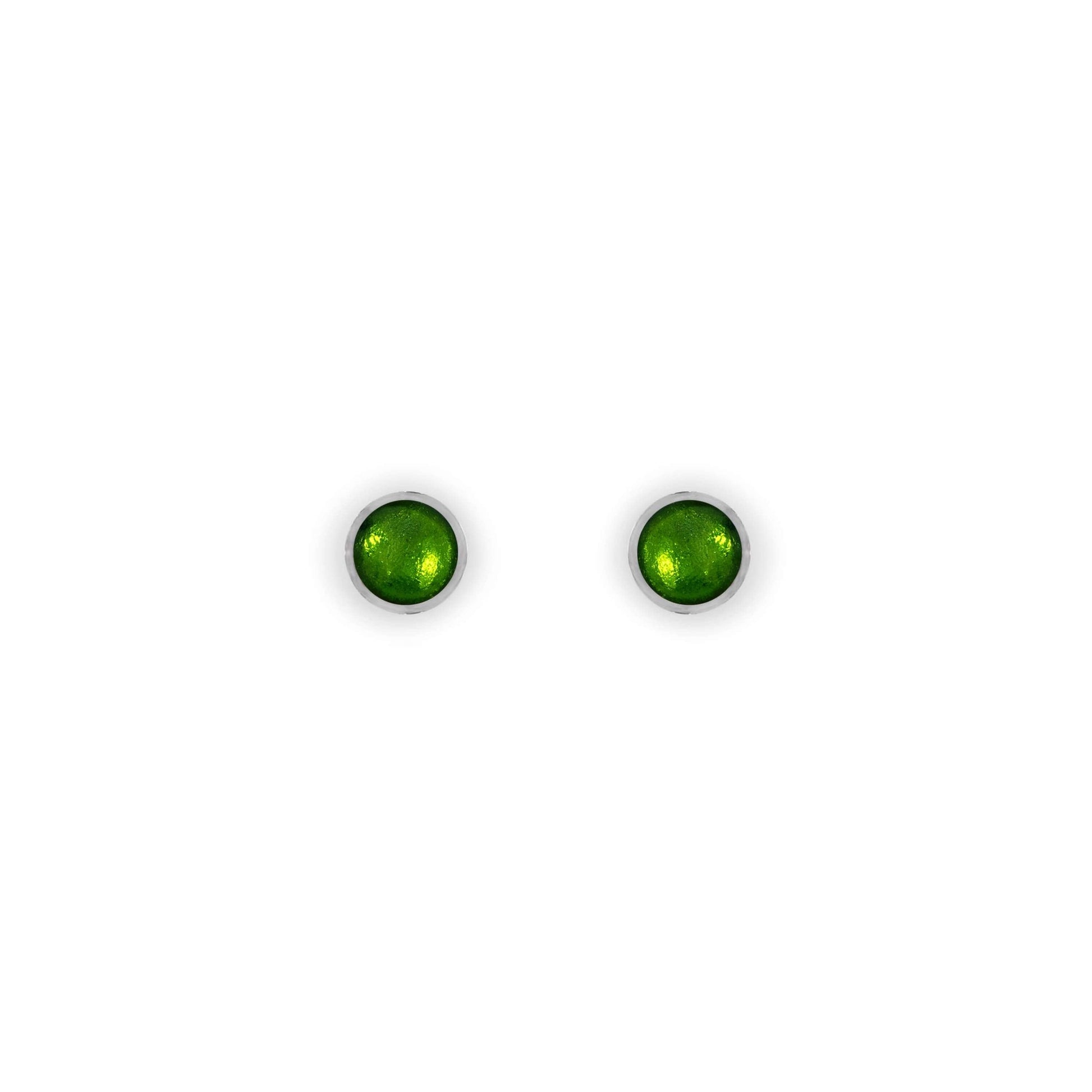 Green Aluminium Circles Shiny Mini Stud Earrings | The Jewellery Stop