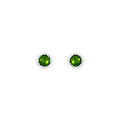 Green Aluminium Circles Shiny Mini Stud Earrings | The Jewellery Stop