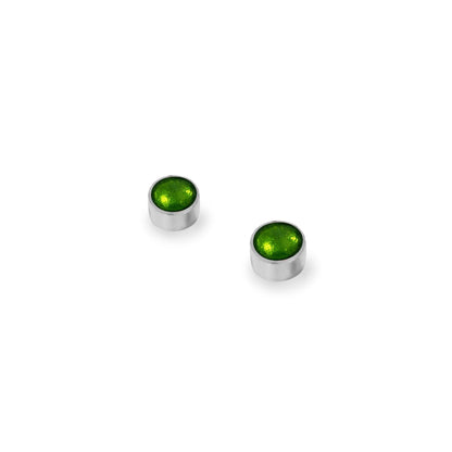 Green Aluminium Circles Shiny Mini Stud Earrings | The Jewellery Stop