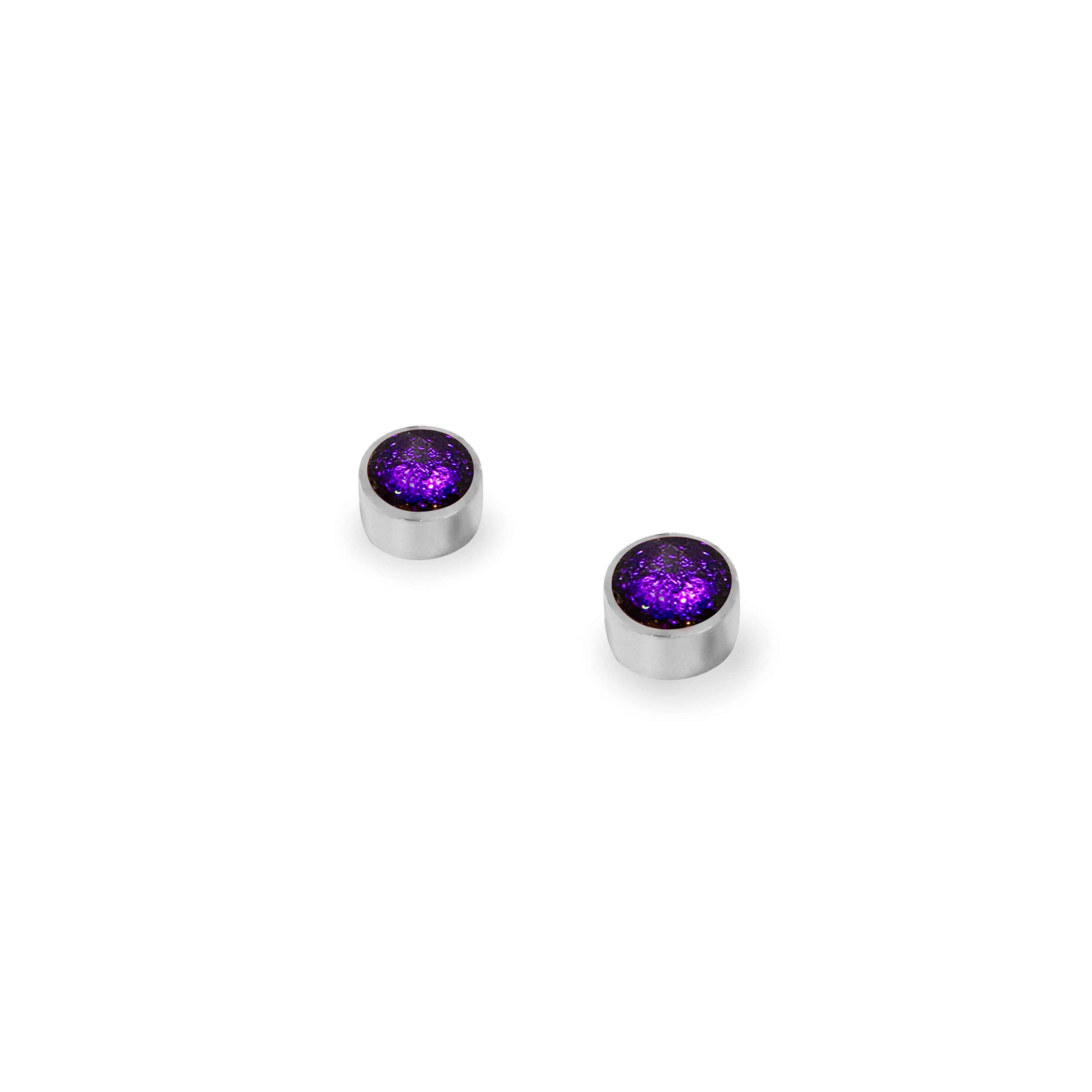 Peacock Aluminium Circles Shiny Mini Stud Earrings