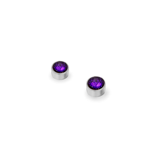 Peacock Aluminium Circles Shiny Mini Stud Earrings