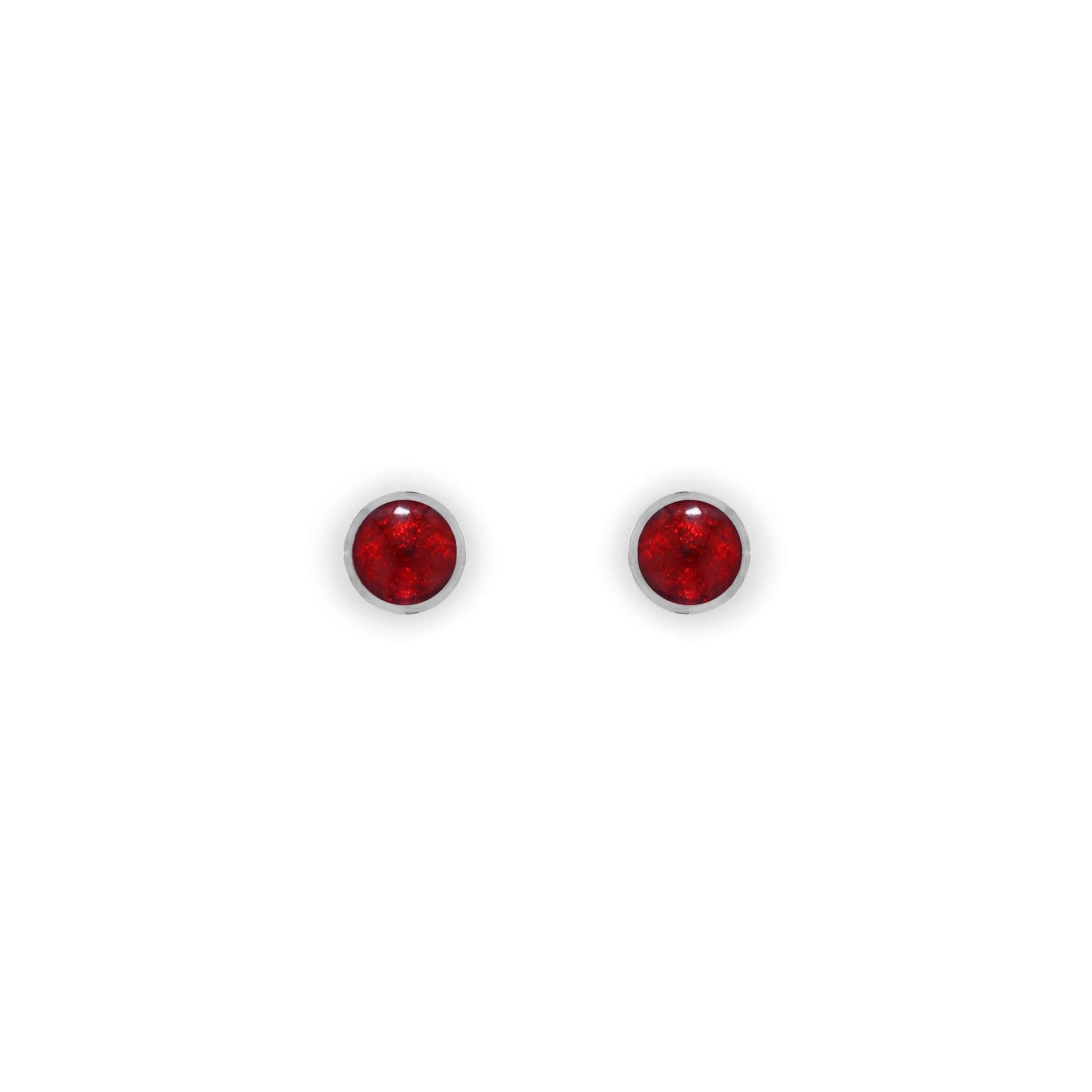 Red Aluminium Circles Shiny Mini Stud Earrings | The Jewellery Stop
