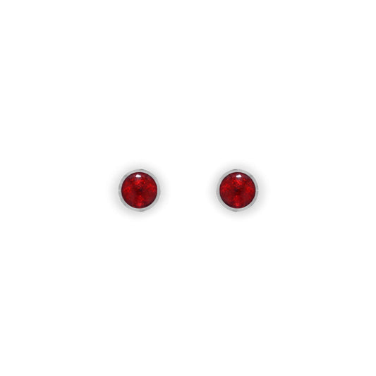 Red Aluminium Circles Shiny Mini Stud Earrings | The Jewellery Stop
