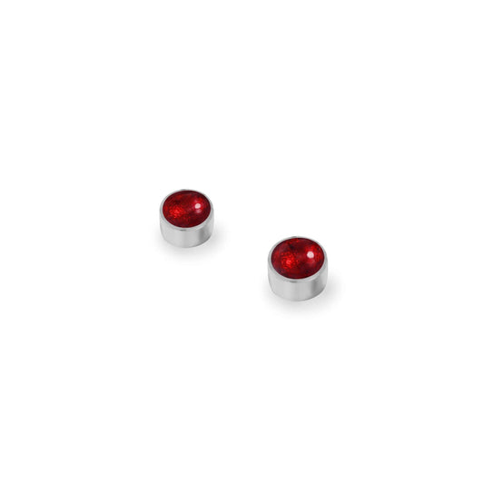 Red Aluminium Circles Shiny Mini Stud Earrings | The Jewellery Stop