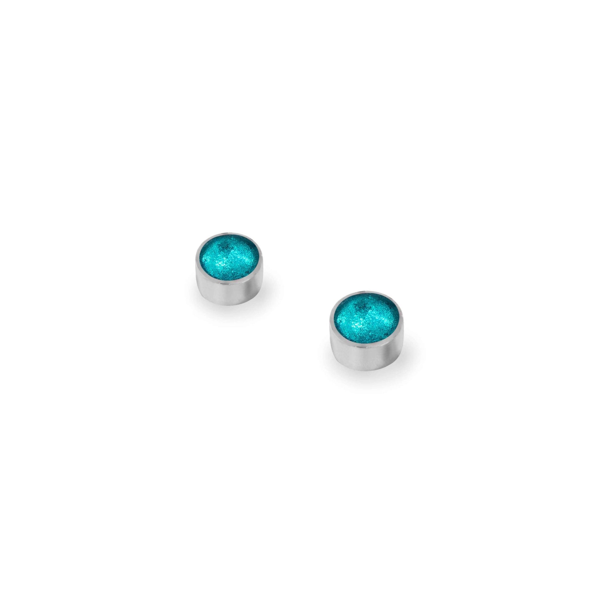 Teal Aluminium Circles Shiny Mini Stud Earrings | The Jewellery Stop