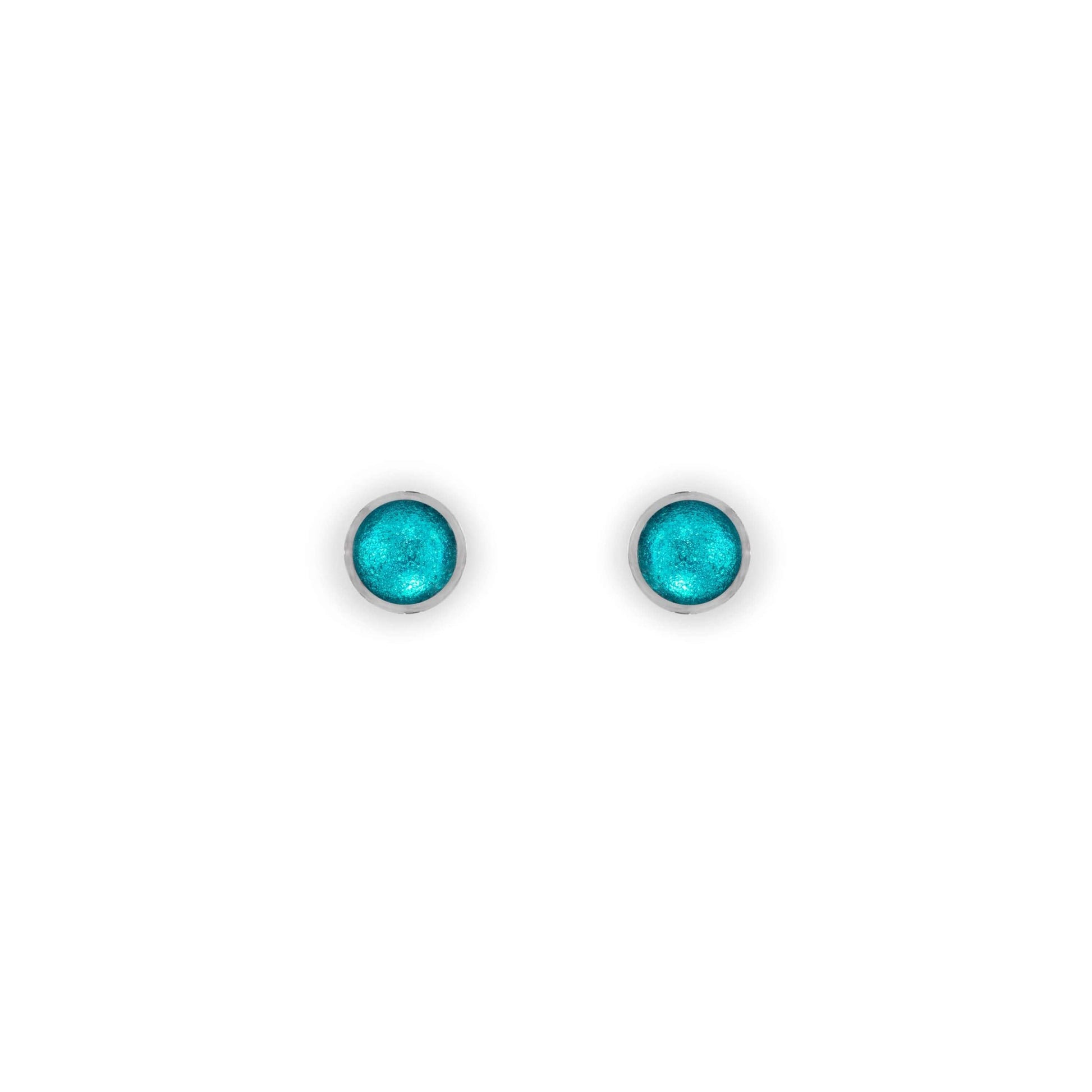 Teal Aluminium Circles Shiny Mini Stud Earrings | The Jewellery Stop