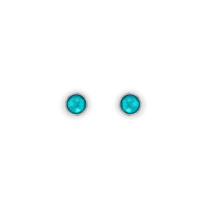 Teal Aluminium Circles Shiny Mini Stud Earrings | The Jewellery Stop