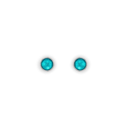 Teal Aluminium Circles Shiny Mini Stud Earrings | The Jewellery Stop