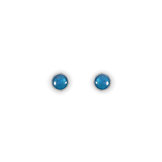 Turquoise Aluminium Circles Shiny Mini Stud Earrings