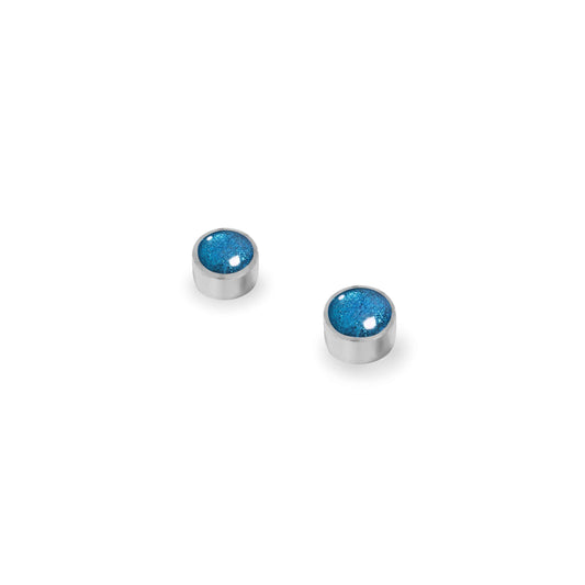 Turquoise Aluminium Circles Shiny Mini Stud Earrings