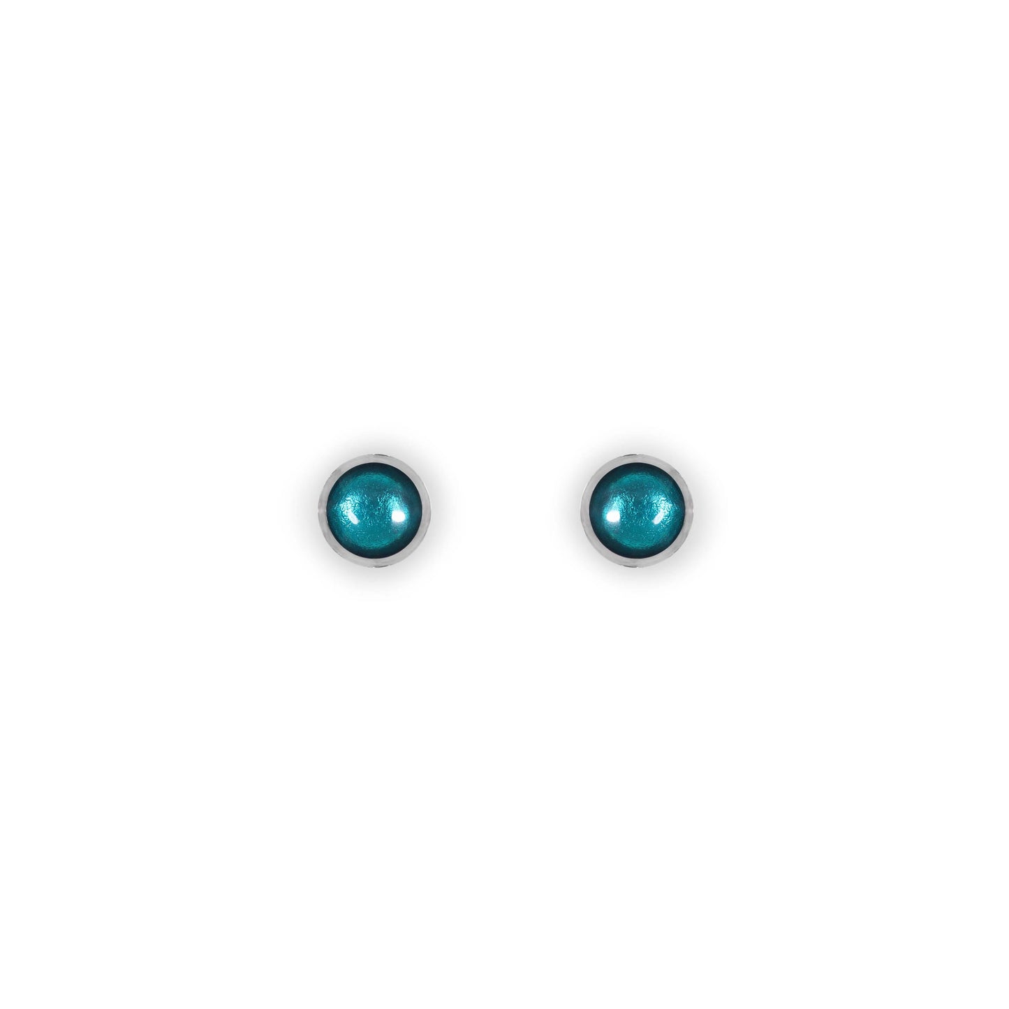 Verdigris Aluminium Circles Shiny Mini Stud Earrings