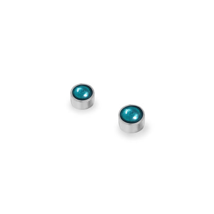 Verdigris Aluminium Circles Shiny Mini Stud Earrings