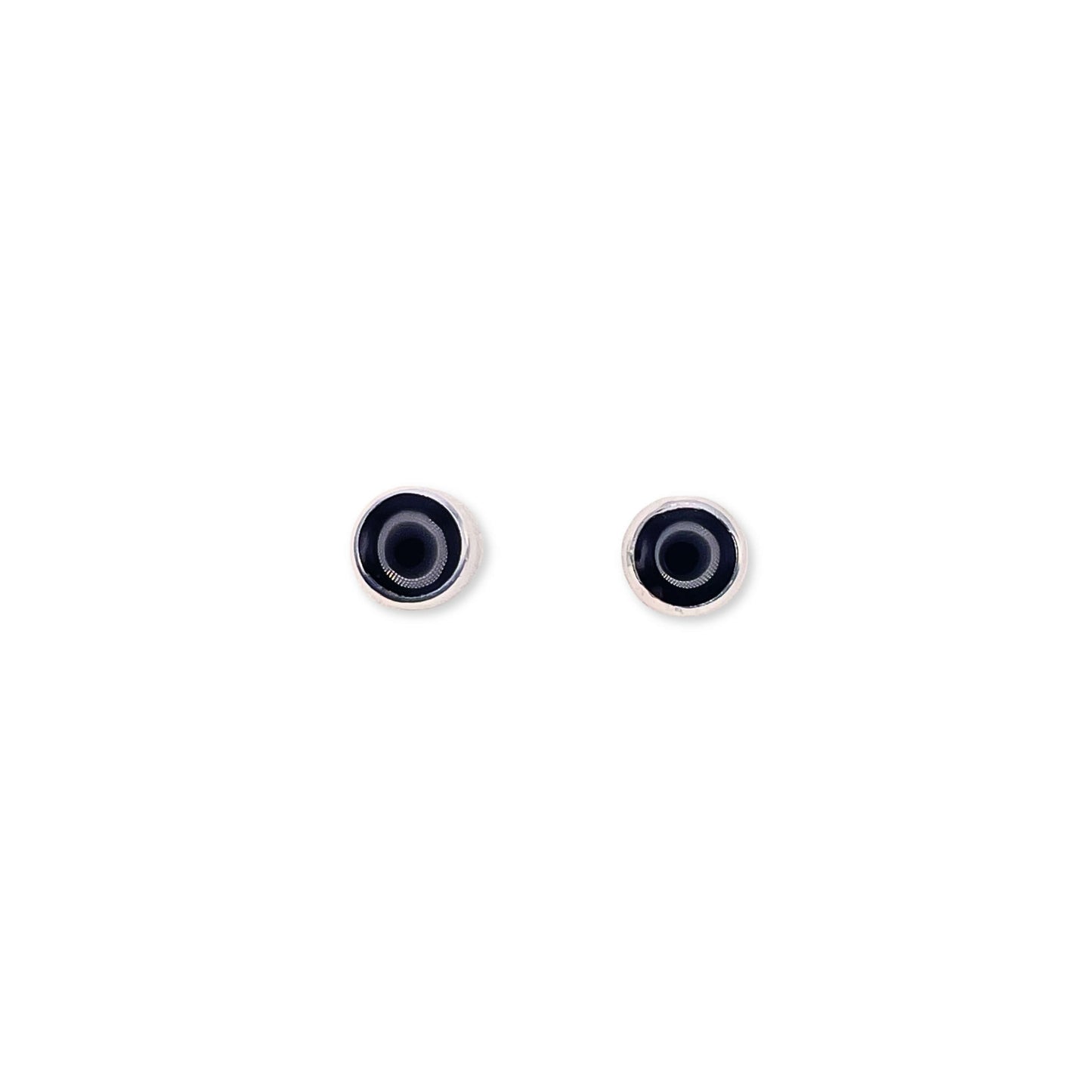 Black Aluminium Circles Shiny Mini Stud Earrings