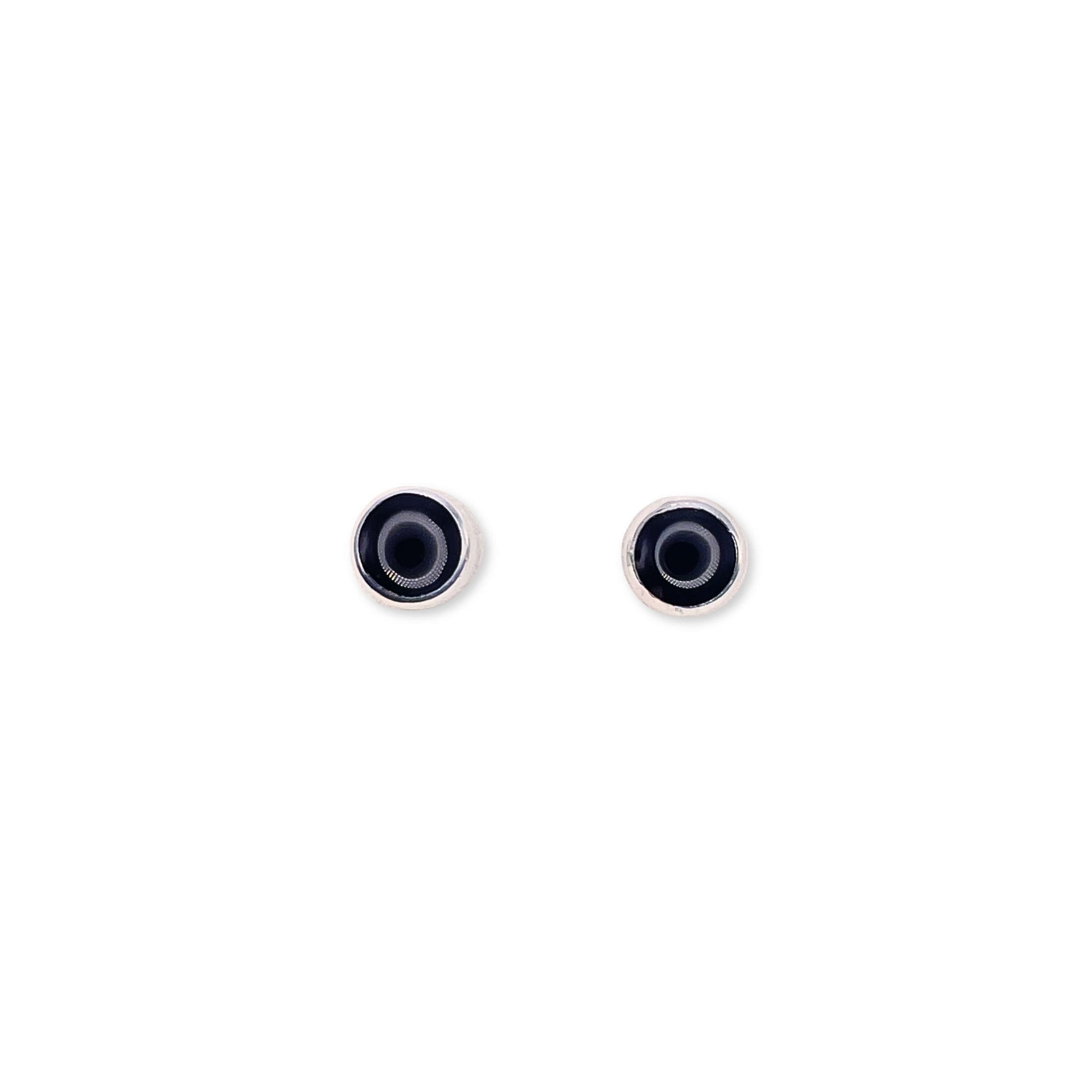 Black Aluminium Circles Shiny Mini Stud Earrings