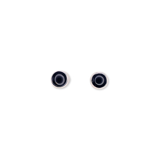 Black Aluminium Circles Shiny Mini Stud Earrings