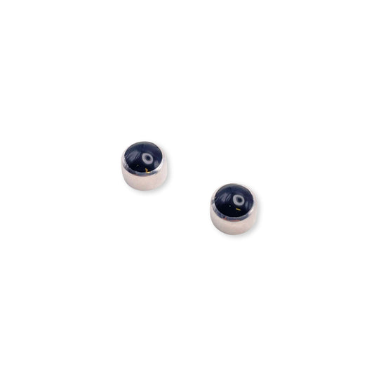 Black Aluminium Circles Shiny Mini Stud Earrings