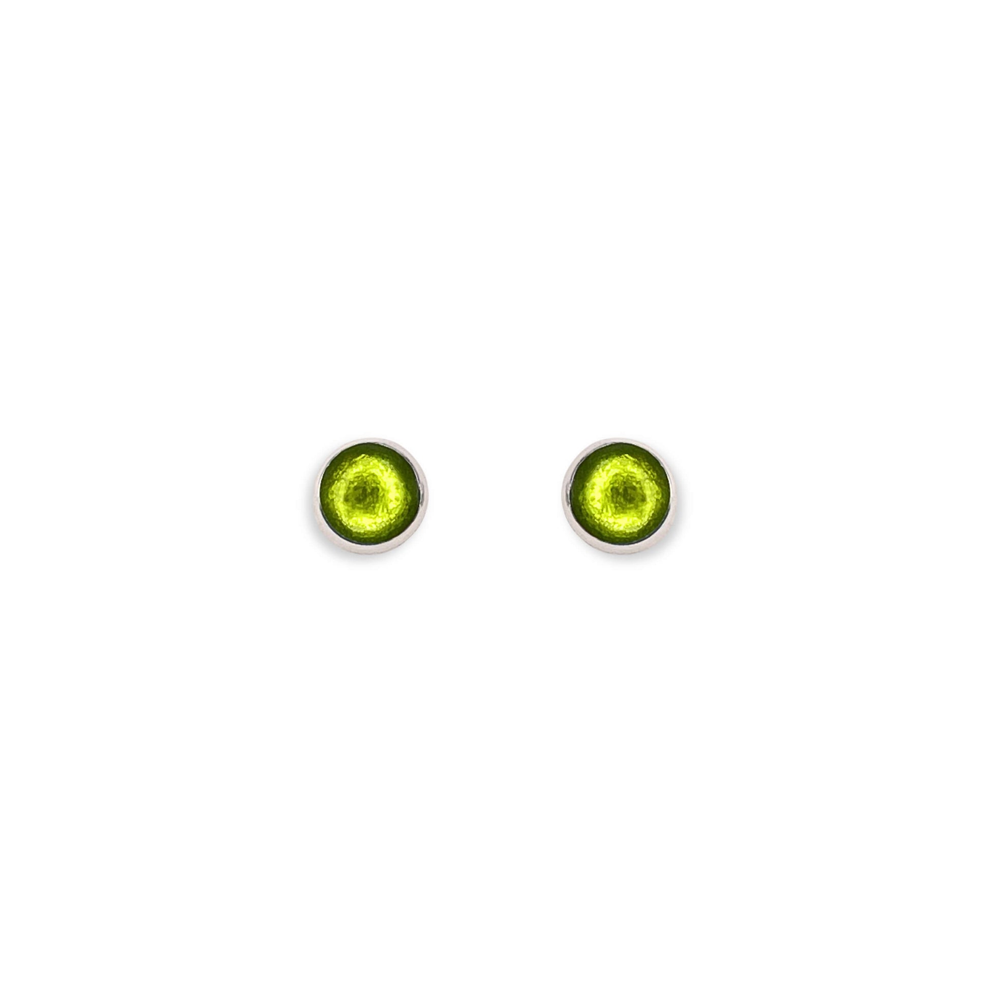 Kiwi Aluminium Circles Shiny Mini Stud Earrings